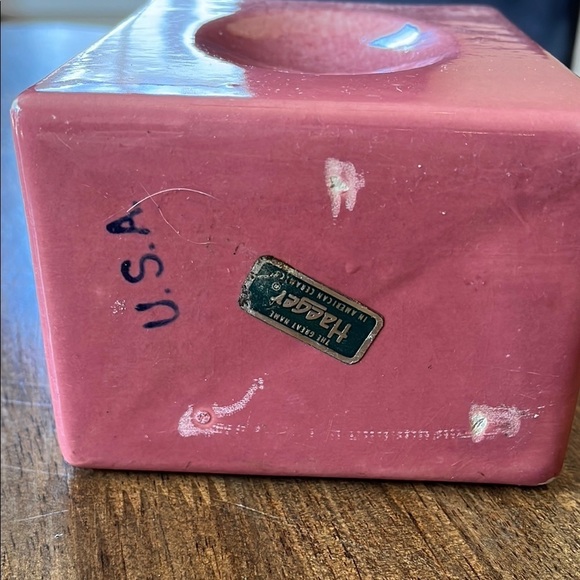 Hagger USA Rose Drip Glaze Mid Century Modern Retangular Vase with Concave Ovals - Picture 7 of 17